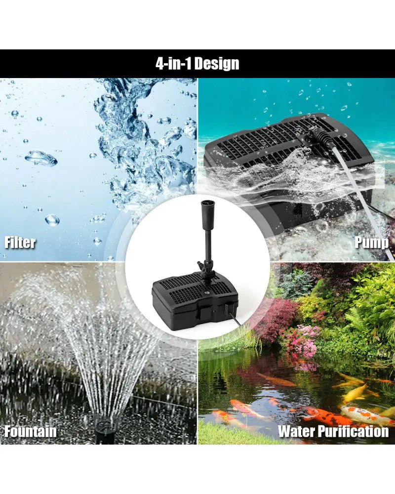 All-in-One 660 GPH Pond Filter Pump with Sterilizer and Fountain Jet - Black - Watering & Irrigation