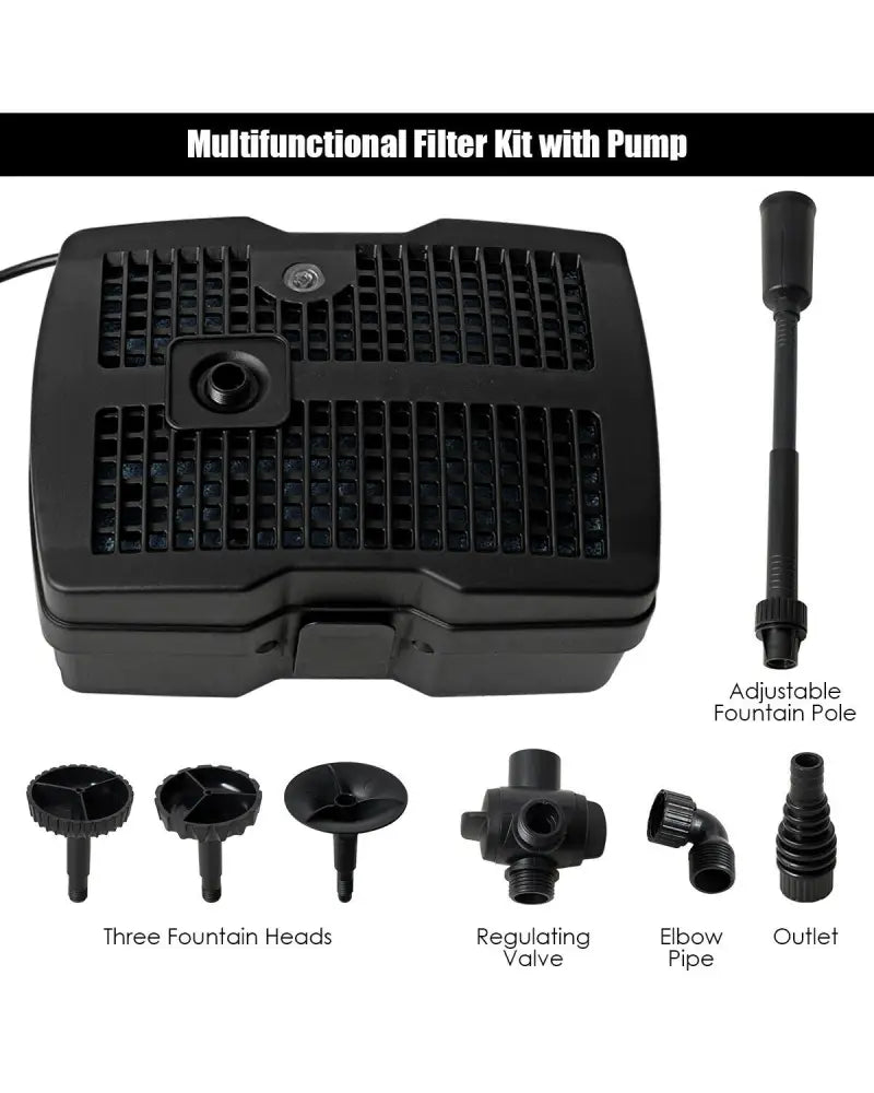 All-in-One 660 GPH Pond Filter Pump with Sterilizer and Fountain Jet - Black - Watering & Irrigation