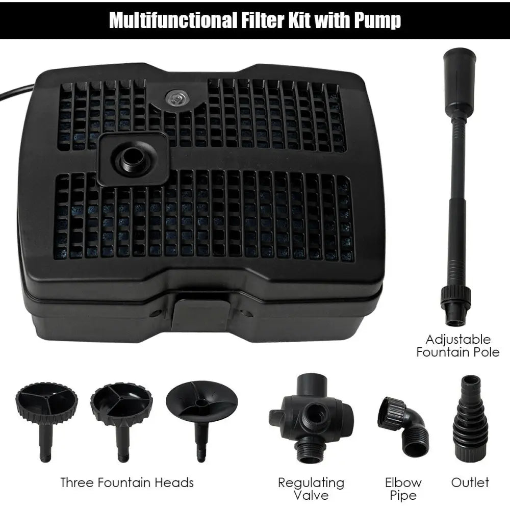 All-in-One 660 GPH Pond Filter Pump with Sterilizer and Fountain Jet - Black - Watering & Irrigation