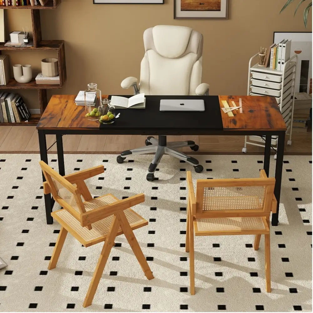 All-in-One Home Office Furniture Bundle Ergonomic Chair Spacious Desk Multi-Drawer Cart Bookshelf & Accent Chairs
