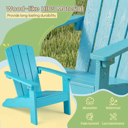 All-Weather HIPS Kid’s Adirondack Chair with with High Backrest and Armrests-Turquoise - Turquoise - Kids Chairs &