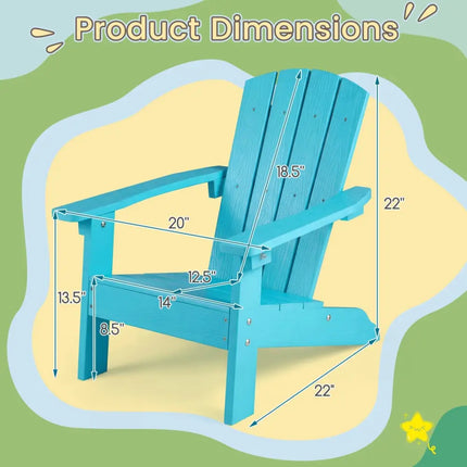 All-Weather HIPS Kid’s Adirondack Chair with with High Backrest and Armrests-Turquoise - Turquoise - Kids Chairs &
