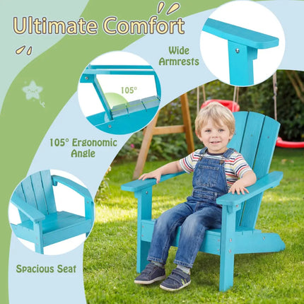 All-Weather HIPS Kid’s Adirondack Chair with with High Backrest and Armrests-Turquoise - Turquoise - Kids Chairs &
