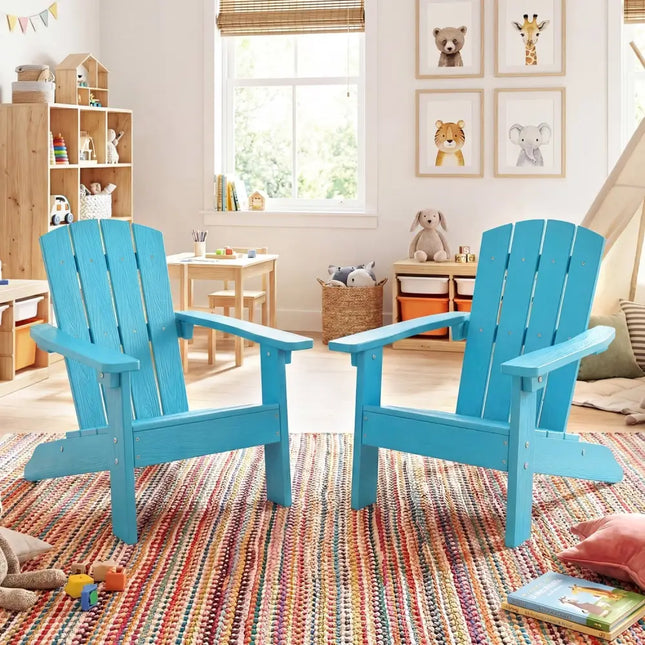 All-Weather HIPS Kid’s Adirondack Chair with with High Backrest and Armrests-Turquoise - Turquoise - Kids Chairs &