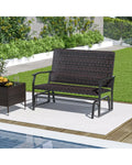 All Weather Outdoor 2-Person Swing Glider Bench with Quick Dry Foam Seat-Brown - Brown - Outdoor Benches
