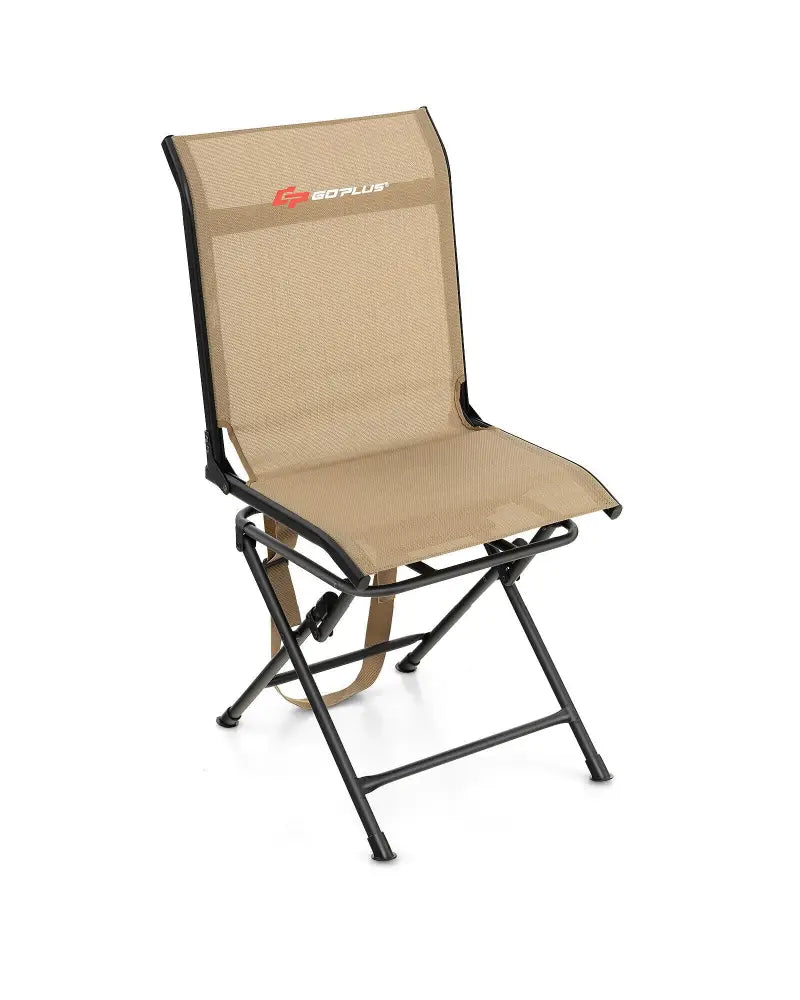 All-weather Outdoor Foldable 360-Degree Swivel Chair with Iron Frame-Brown - Brown - Camping Furniture