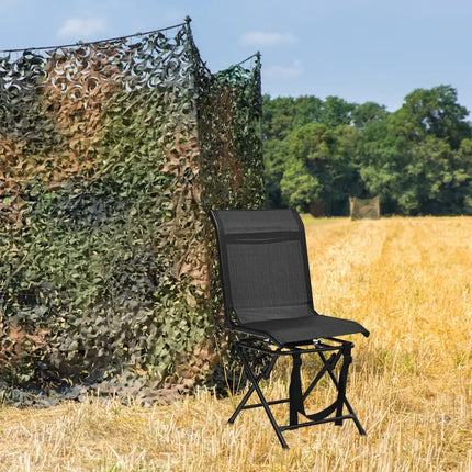 All-weather Outdoor Foldable 360-Degree Swivel Chair with Iron Frame-Black - Black - Camping Furniture