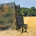 All-weather Outdoor Foldable 360-Degree Swivel Chair with Iron Frame-Black - Black - Camping Furniture
