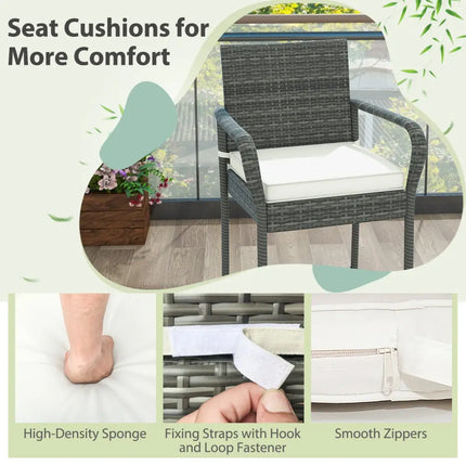 All Weather PE Rattan Bar Chairs Set of 4 with Armrests and Seat Cushions for Porch Backyard - Gray - Patio Bar