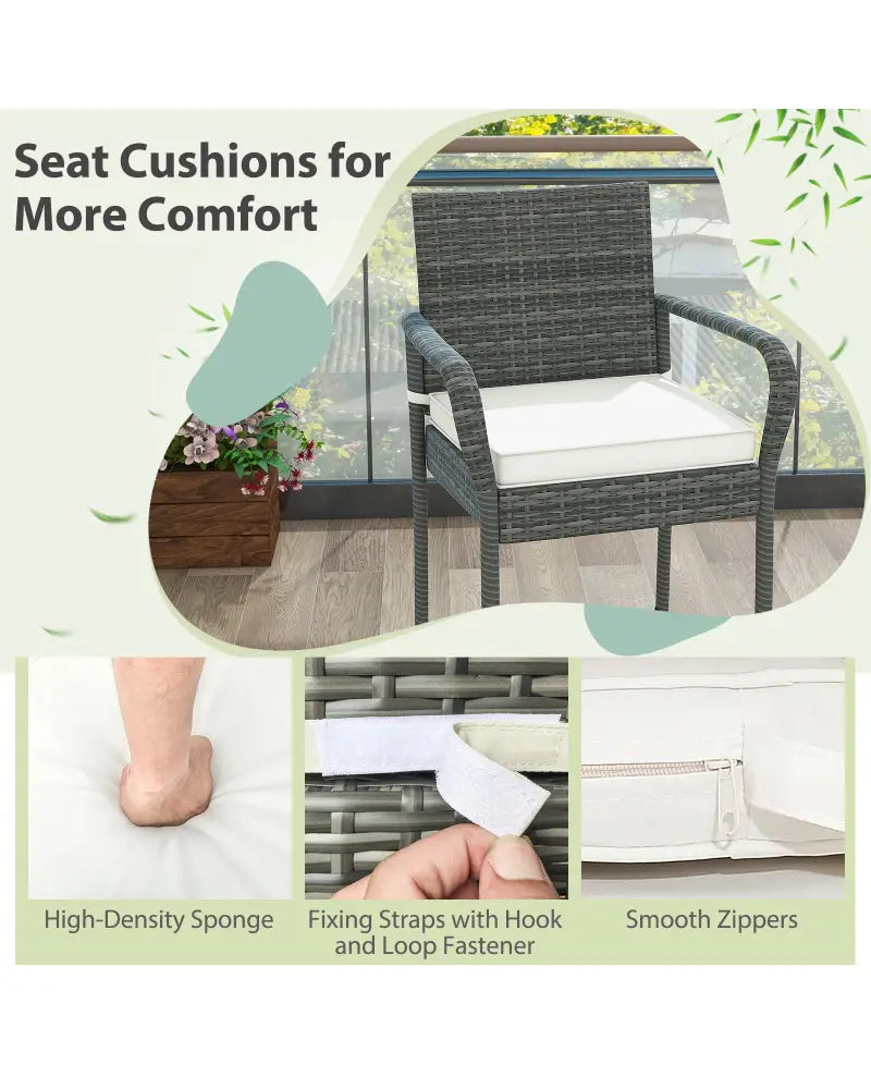 All Weather PE Rattan Bar Chairs Set of 4 with Armrests and Seat Cushions for Porch Backyard - Gray - Patio Bar