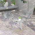 All Weather PP Patio Conversation Set with Round Coffee table and 2 Chairs-Gray - Gray - Patio Conversation Sets