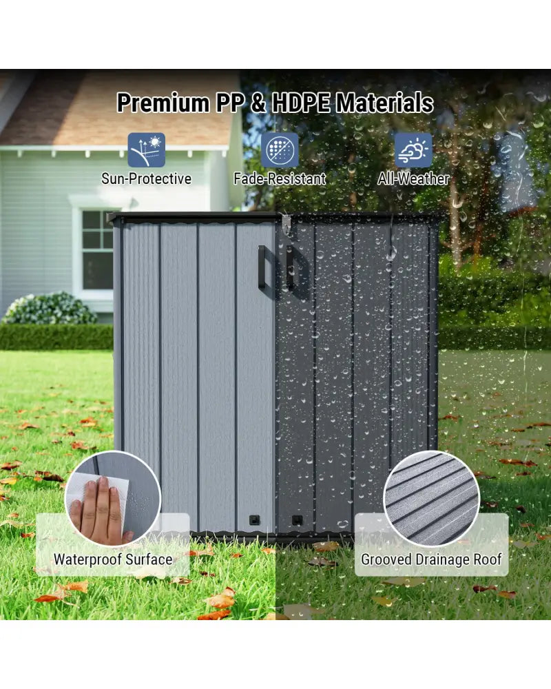 All-Weather Storage Box with Floor and Removable Shelf for Patio and Lawn-Gray - Gray - Sheds & Outdoor Storage
