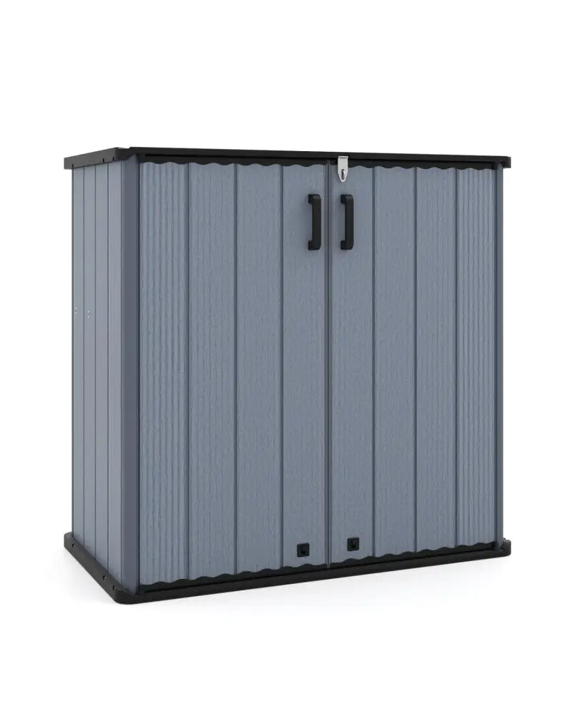 All-Weather Storage Box with Floor and Removable Shelf for Patio and Lawn-Gray - Gray - Sheds & Outdoor Storage