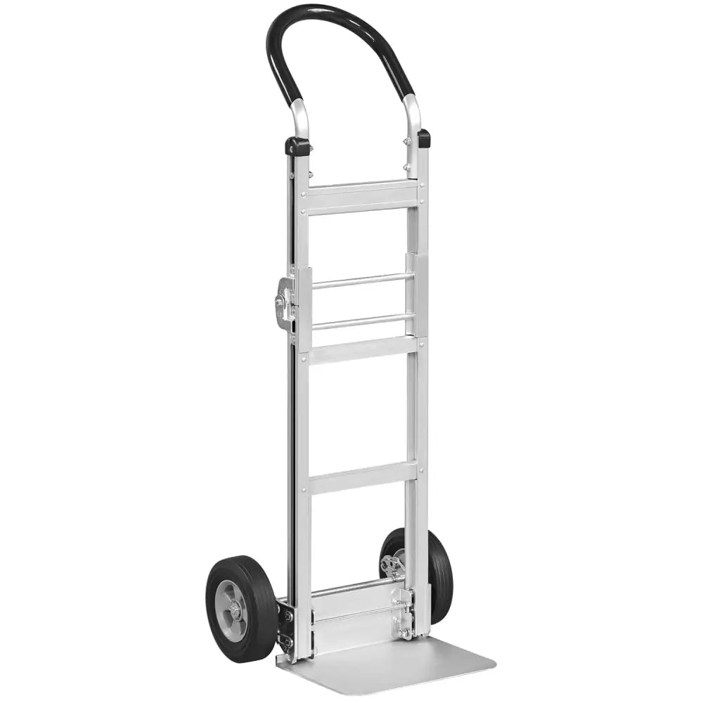 Aluminum Dolly Cart with 2 Rubber Wheels and Ergonomic Handle-Silver - Silver - Garages