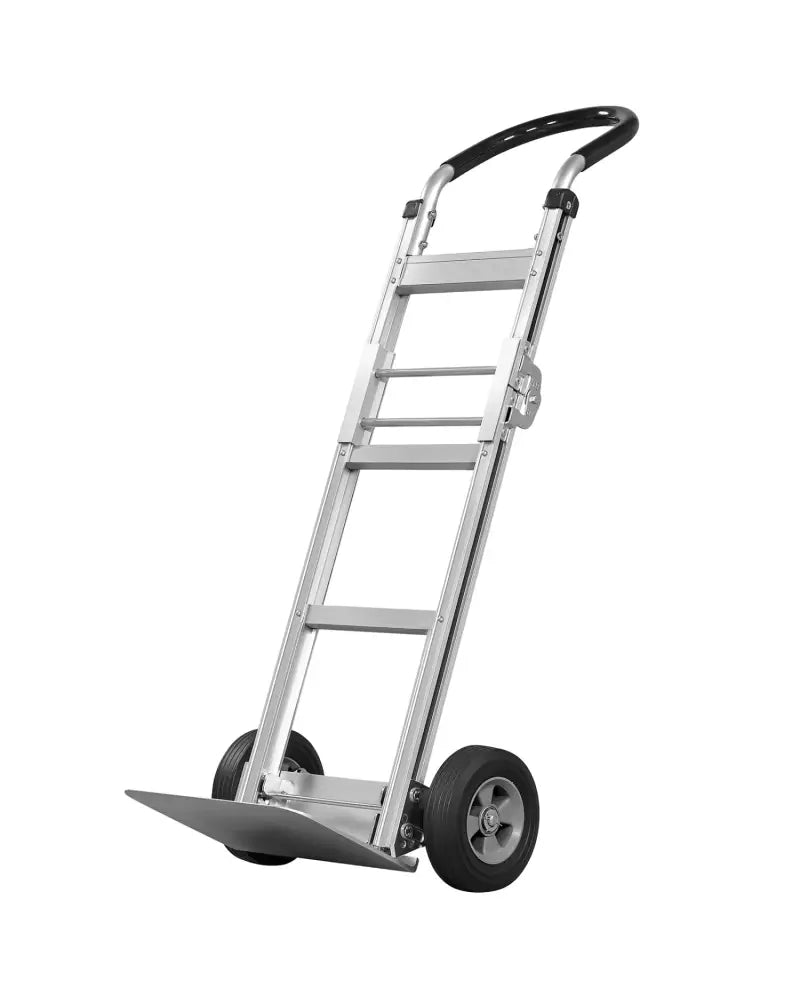 Aluminum Dolly Cart with 2 Rubber Wheels and Ergonomic Handle-Silver - Silver - Garages