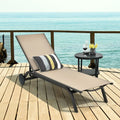 Aluminum Fabric Outdoor Patio Lounge Chair with Adjustable Reclining -Brown - Brown - Outdoor Chaise Lounges