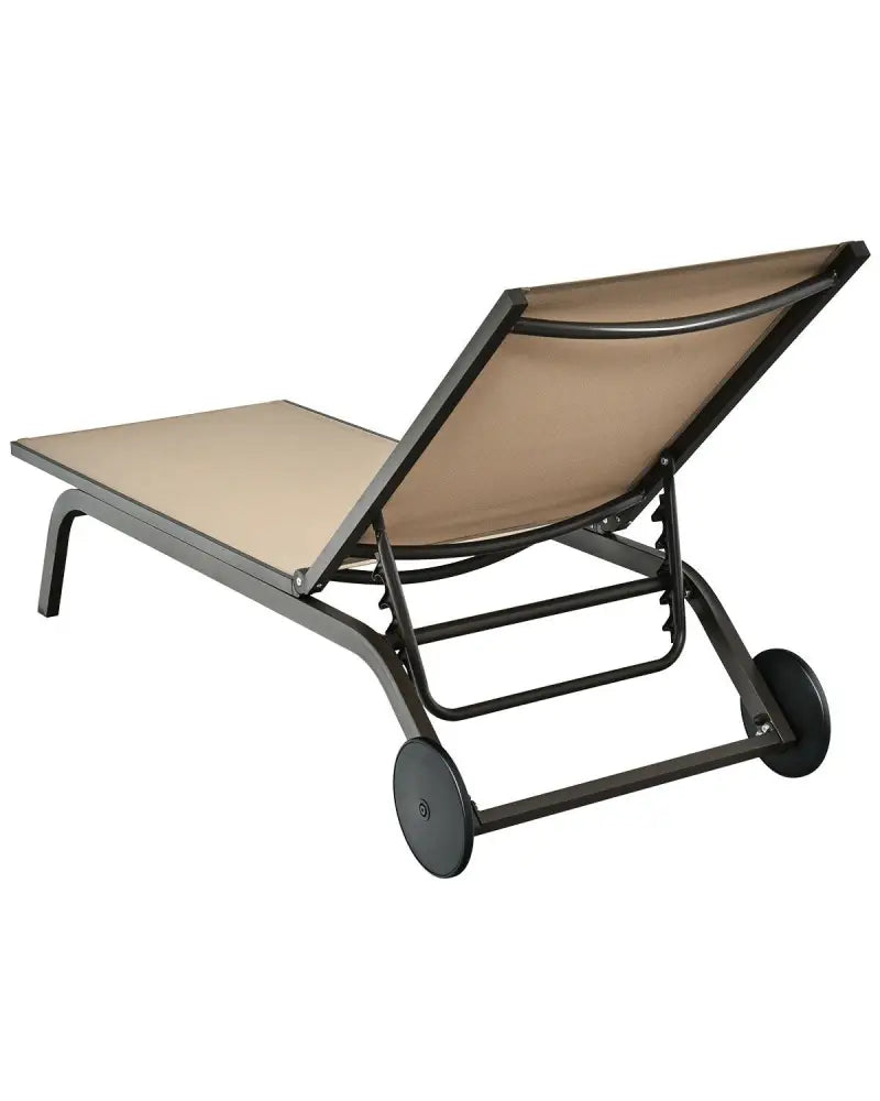 Aluminum Fabric Outdoor Patio Lounge Chair with Adjustable Reclining -Brown - Brown - Outdoor Chaise Lounges