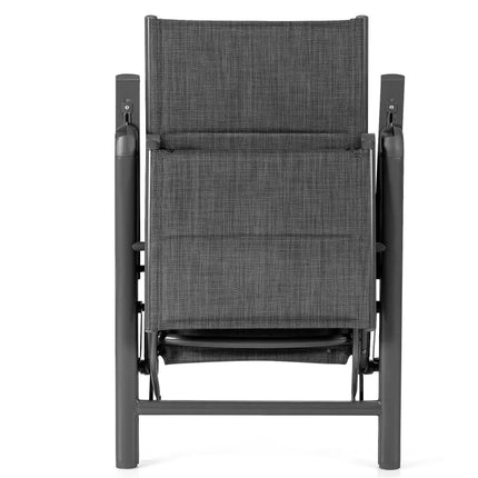 Aluminum Frame Adjustable Outdoor Foldable Reclining Padded Chair-Gray - Gray - Beach & Lawn Chairs