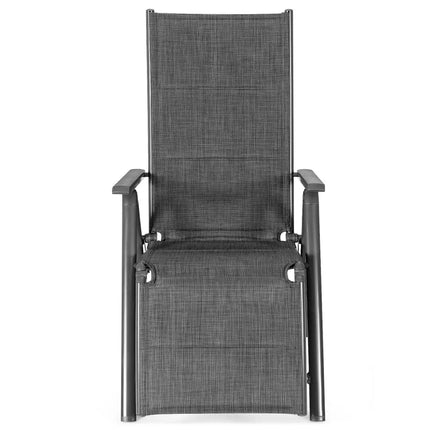 Aluminum Frame Adjustable Outdoor Foldable Reclining Padded Chair-Gray - Gray - Beach & Lawn Chairs