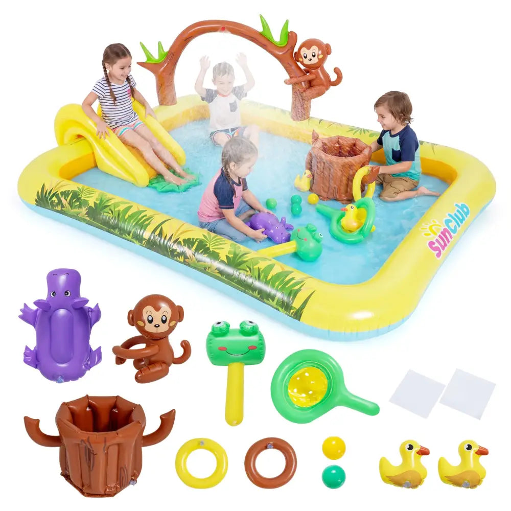 Animal Spray Pool with Slide for Backyard and Garden - Multicolor - Inflatable Water Slides