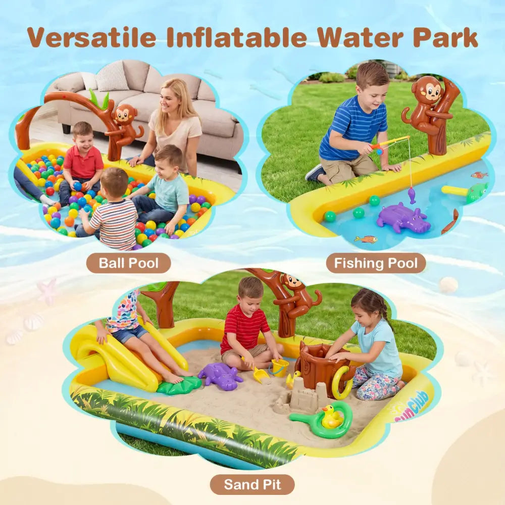 Animal Spray Pool with Slide for Backyard and Garden - Multicolor - Inflatable Water Slides