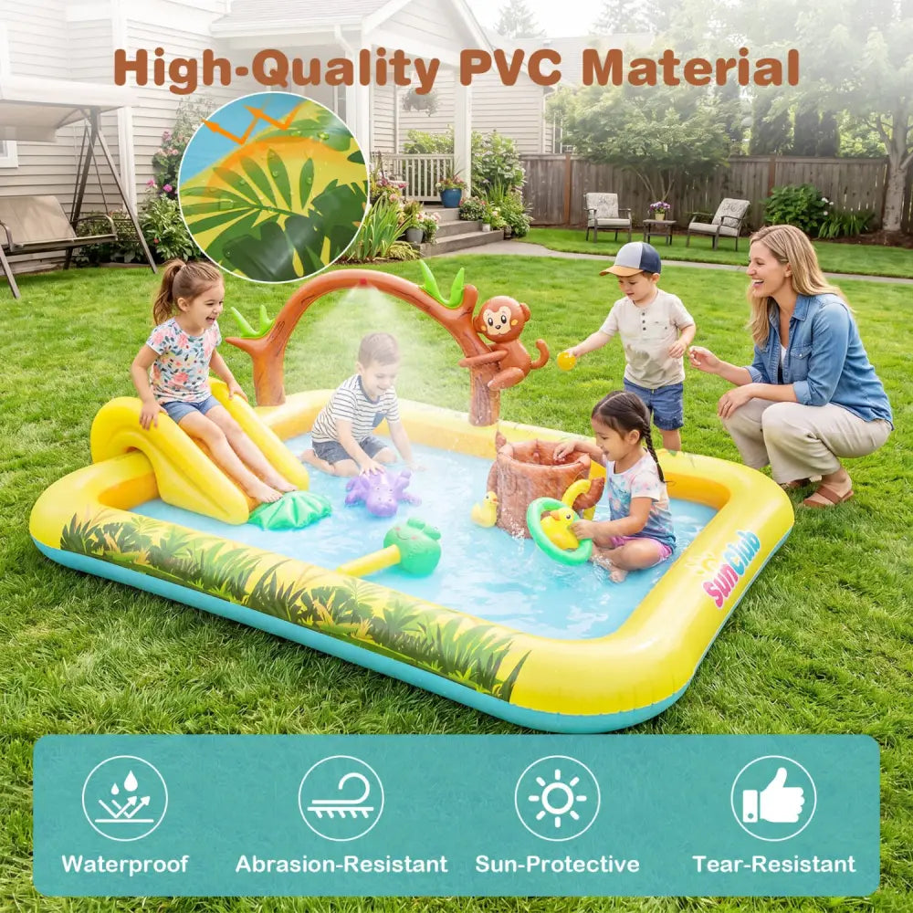 Animal Spray Pool with Slide for Backyard and Garden - Multicolor - Inflatable Water Slides