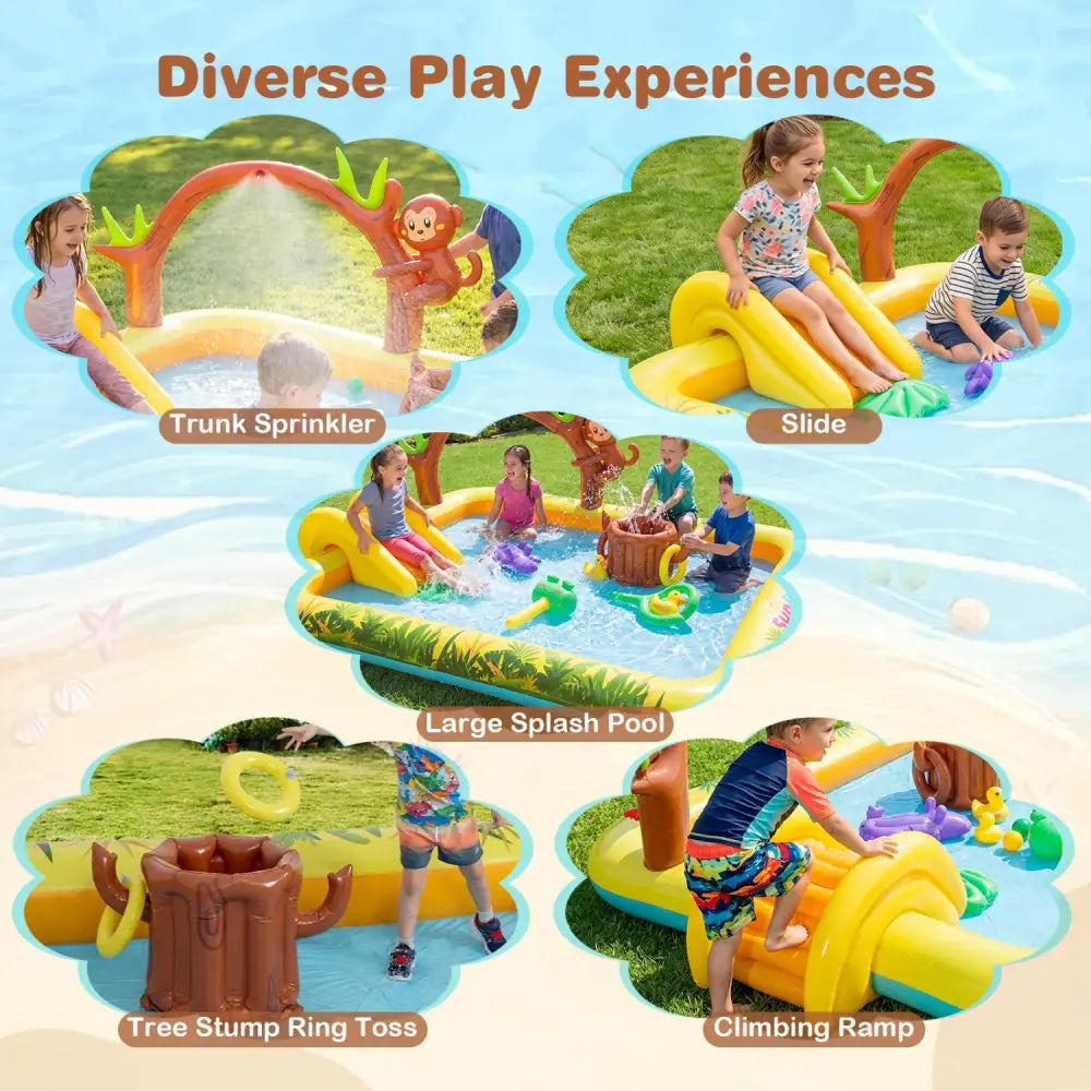 Animal Spray Pool with Slide for Backyard and Garden - Multicolor - Inflatable Water Slides