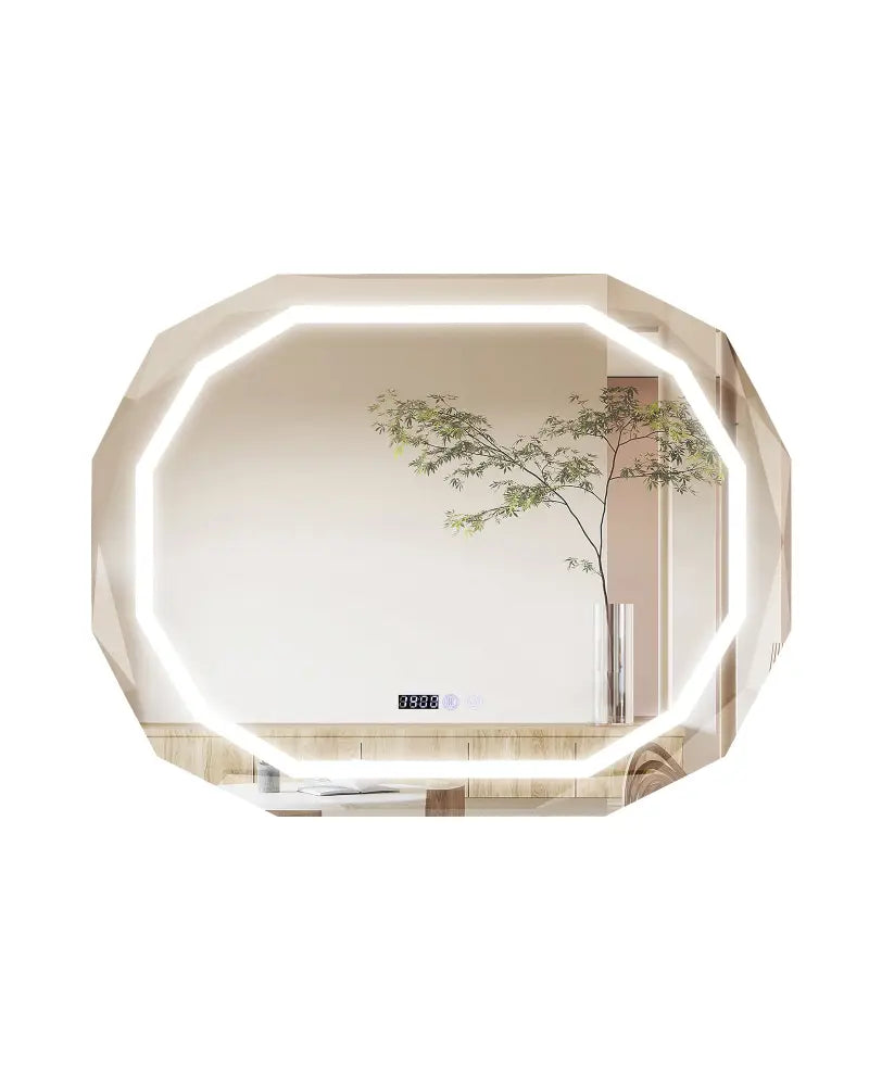 Anti-Fog Bathroom Mirror with 3 Color LED Light Memory Function - White - Wall Mirrors