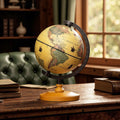 Antique Globe Dia 5.5 Inch Mini Rotating World Globe with Wooden Base-Brozen - Bronze - Learning Toys