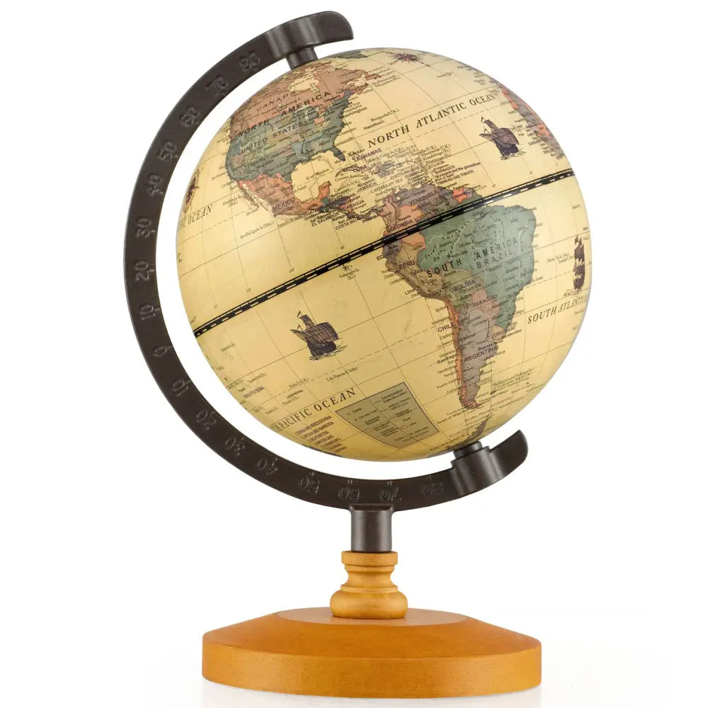 Antique Globe Dia 5.5 Inch Mini Rotating World Globe with Wooden Base-Brozen - Bronze - Learning Toys