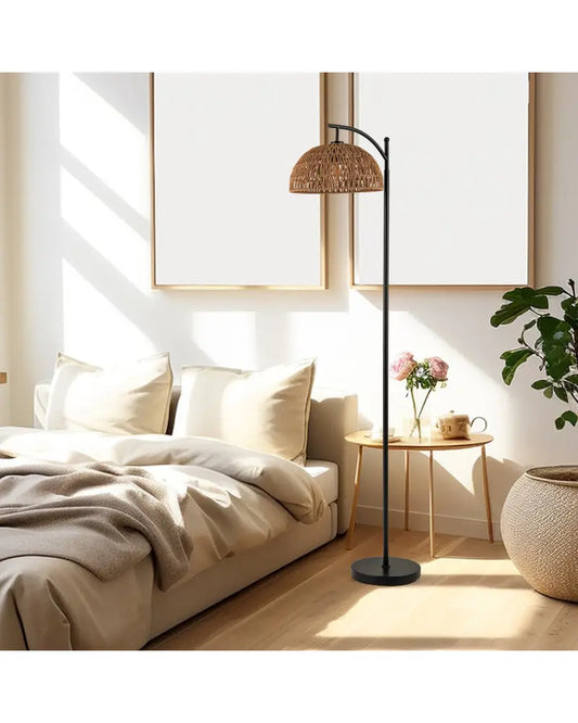 Arc Floor Lamp 63 Inches Tall Pole Lamp with Hanging Lampshade-Black - Black - Table & Floor Lamps