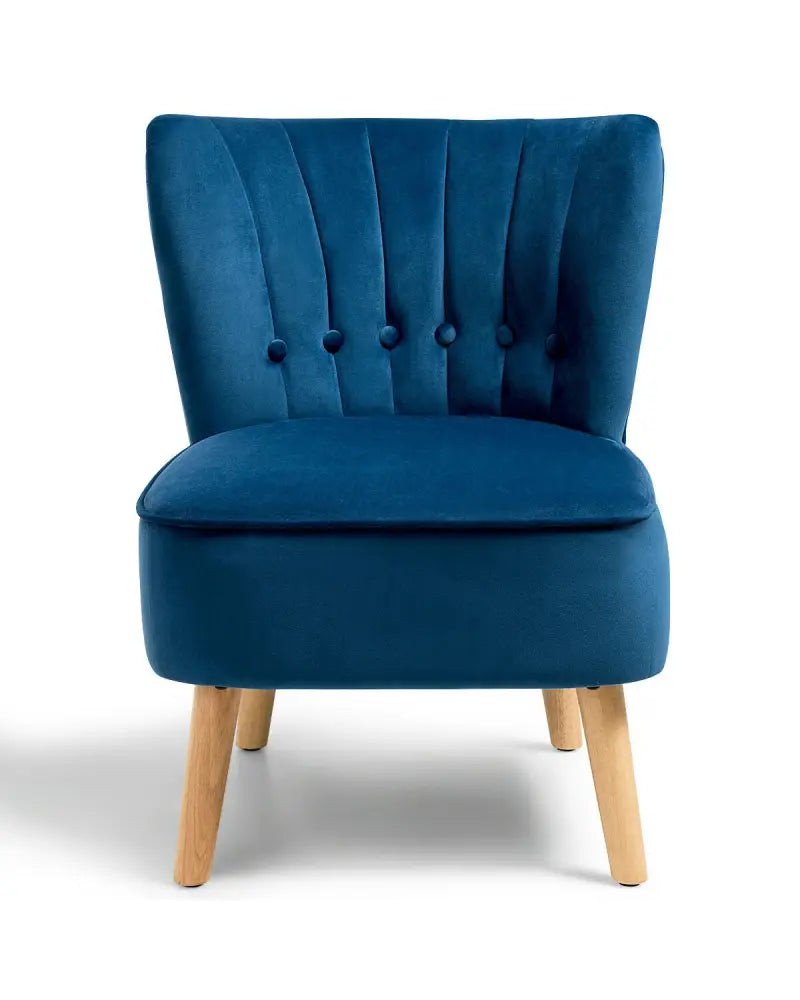 Armless Accent Chair Tufted Velvet Leisure Chair-Blue - Blue - Accent Chairs