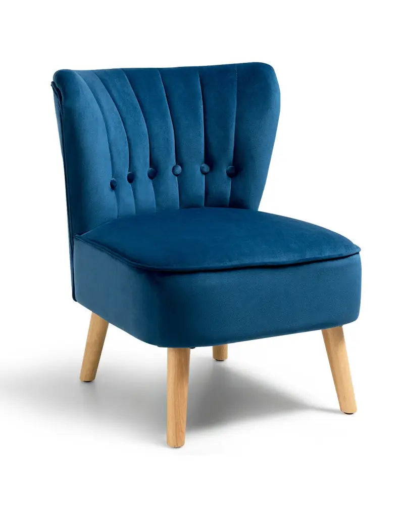 Armless Accent Chair Tufted Velvet Leisure Chair-Blue - Blue - Accent Chairs