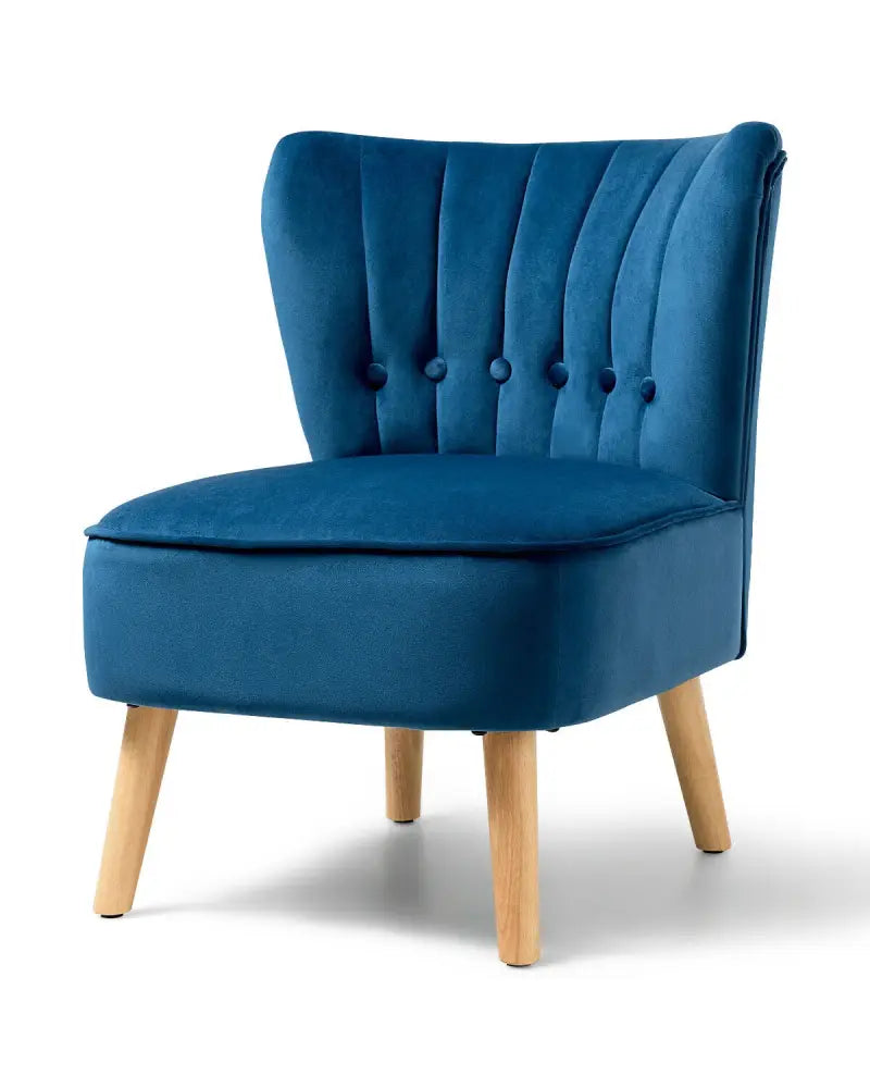 Armless Accent Chair Tufted Velvet Leisure Chair-Blue - Blue - Accent Chairs