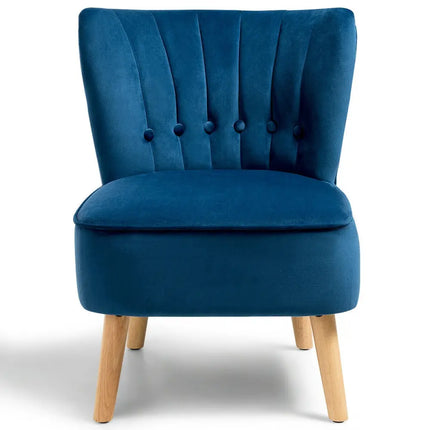 Armless Accent Chair Tufted Velvet Leisure Chair-Blue - Blue - Accent Chairs