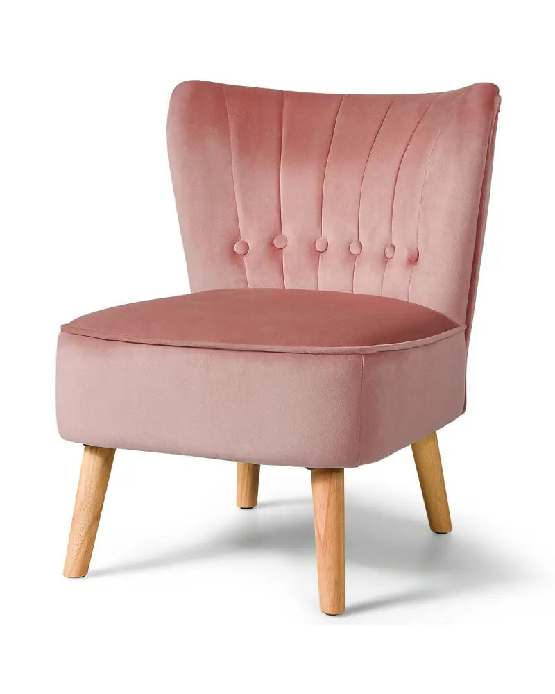 Armless Accent Chair Tufted Velvet Leisure Chair-Pink - Pink - Accent Chairs