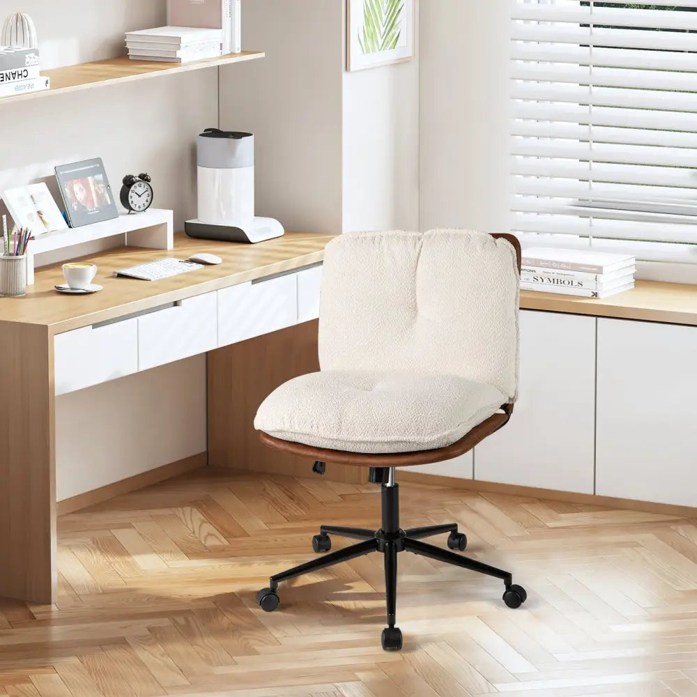 Armless Home Office Chair with Rocking Backrest - White - Armless Chairs