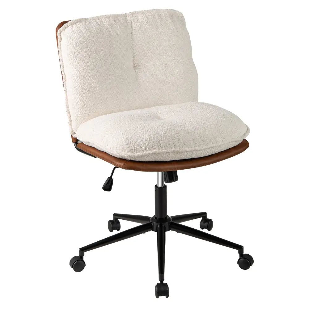Armless Home Office Chair with Rocking Backrest - White - Armless Chairs