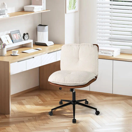 Armless Home Office Chair with Rocking Backrest - White - Armless Chairs