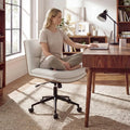 Armless Office Chair with Curved Backrest and Padded Seat-White - White - Armless Chairs