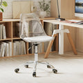 Armless Rolling Office Chair with Swivel Seat and PU Leather Cushion-Clear - White - Armless Chairs