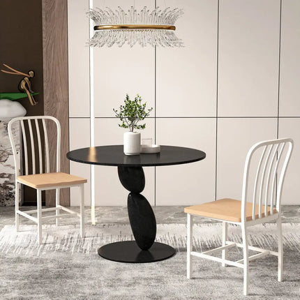 Armless Spindle Back Dining Chair Set of 2 with Ergonomic Seat-White - White - Dining Chairs