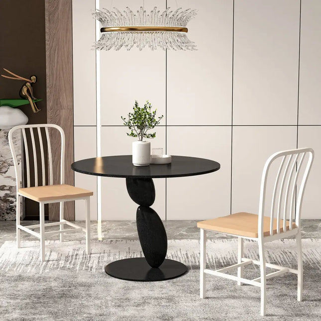 Armless Spindle Back Dining Chair Set of 2 with Ergonomic Seat-White - White - Dining Chairs