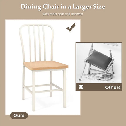 Armless Spindle Back Dining Chair Set of 2 with Ergonomic Seat-White - White - Dining Chairs