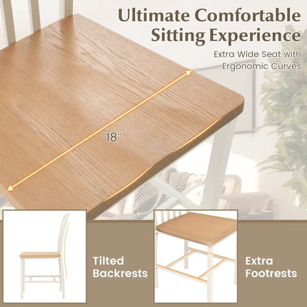 Armless Spindle Back Dining Chair Set of 2 with Ergonomic Seat-White - White - Dining Chairs