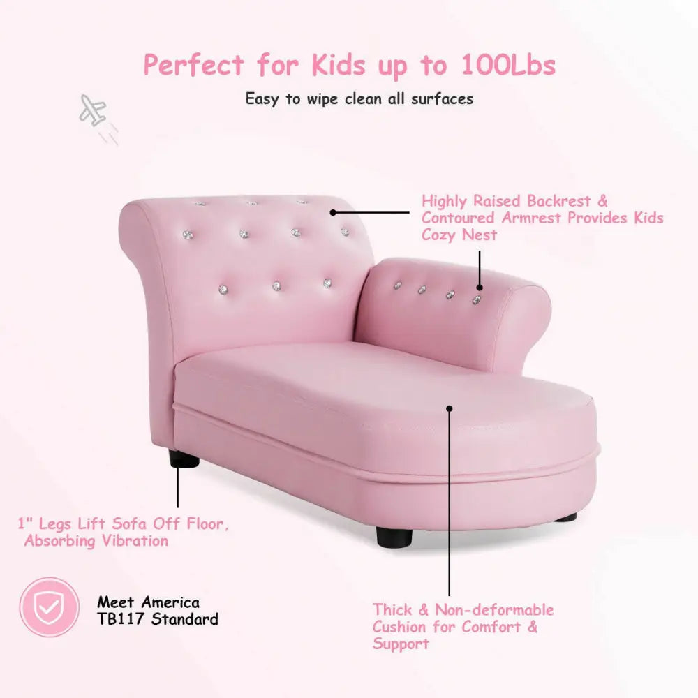 Armrest Relax Chaise Lounge Kids Sofa - Pink - Kids Chairs & Seating