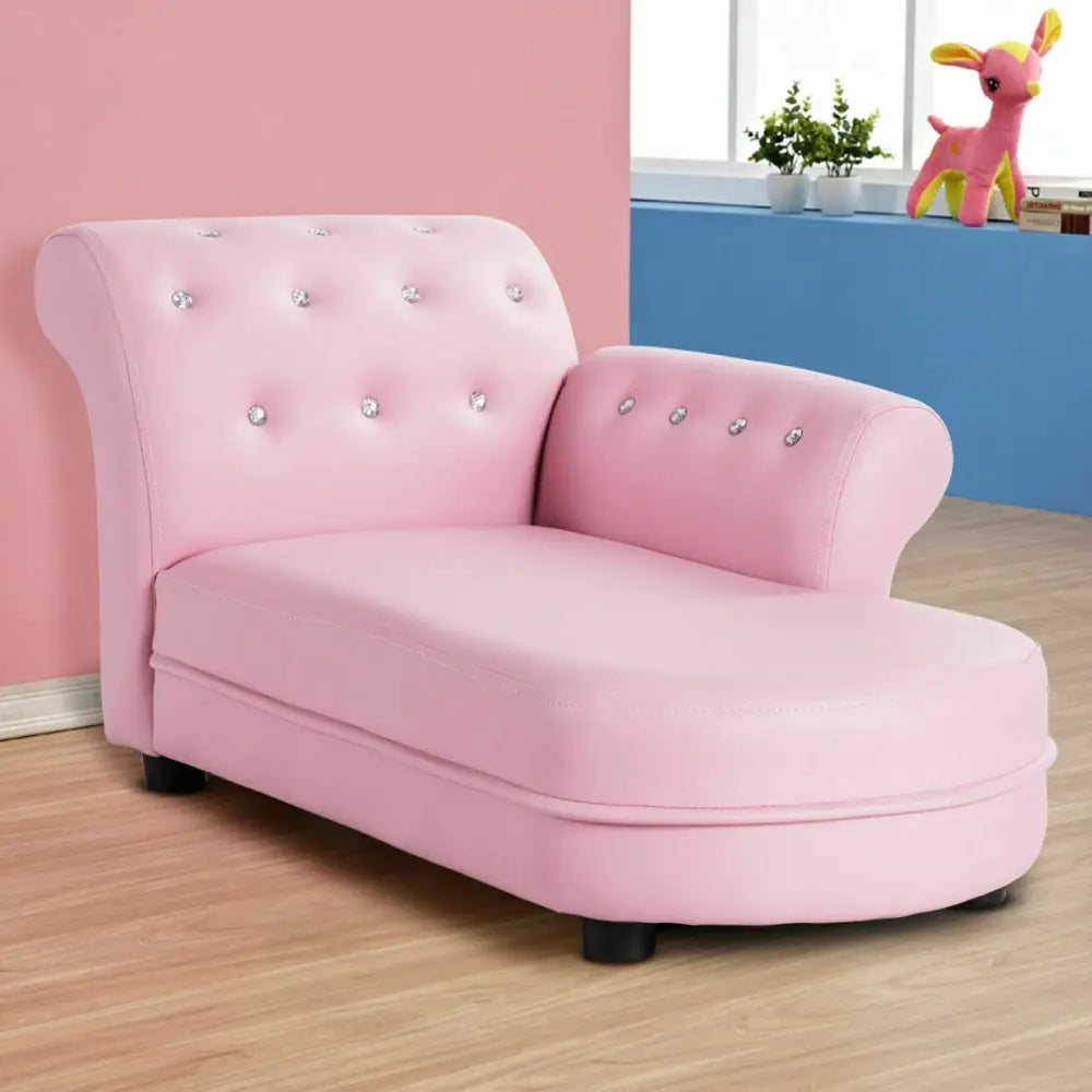 Armrest Relax Chaise Lounge Kids Sofa - Pink - Kids Chairs & Seating