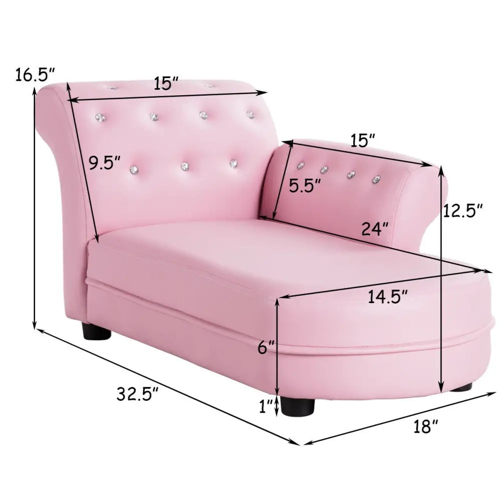 Armrest Relax Chaise Lounge Kids Sofa - Pink - Kids Chairs & Seating