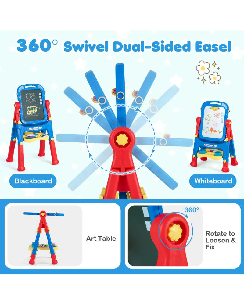 Art Easel for Kids with Adjustable Height-Blue - Blue - Art Easels