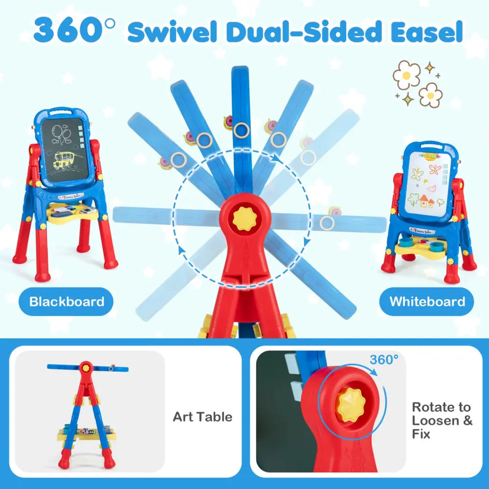 Art Easel for Kids with Adjustable Height-Blue - Blue - Art Easels